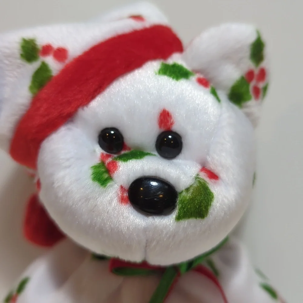 Ty Jingle Beanie Baby 1998 Holiday Teddy Bear Plush matching Jingle Santa Hat